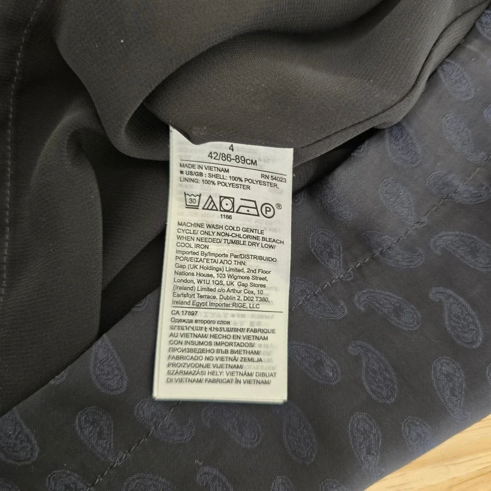 Banana Republic Navy Paisley Jacquard Wrap Dress Long Sleeve Notched Lapel 4 NEW